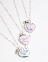 Kids Pastel Butterfly Heart BFF Necklace Pack - link has visual effect only