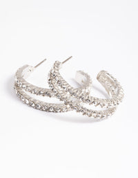 Rhodium 27mm Double Hoop Earring - link has visual effect only