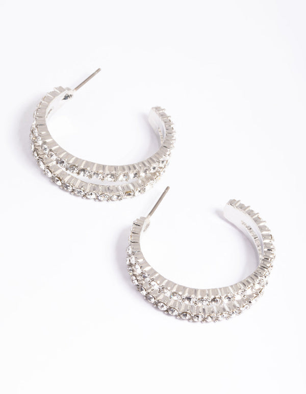 Rhodium 27mm Double Hoop Earring