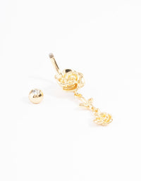 Gold PlatedTitanium Rose Drop Belly Ring - link has visual effect only