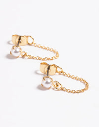 Gold Plated Pearl Front & Back Earrings - link has visual effect only