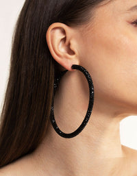 Black Jet 85mm Encrusted Hoop Earrings - link has visual effect only