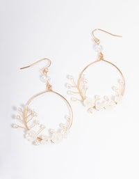 Gold Pearl Reef Flower Drop Earrings - link has visual effect only