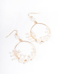 Gold Pearl Reef Flower Drop Earrings - link has visual effect only