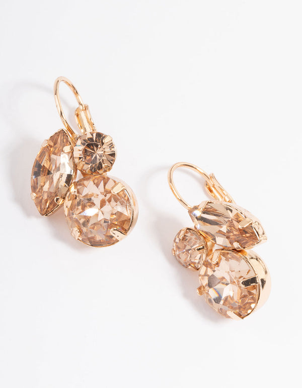 Gold Mixed Stone Cluster Huggie Hoop Earrings