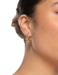 Gold Mixed Stone Cluster Huggie Hoop Earrings - link has visual effect only