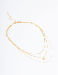 Gold Plated Fine Three Layer Bead Disc Necklace - link has visual effect only