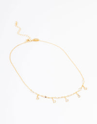 Gold Plated Cubic Zirconia Dainty Chain Drop Necklace - link has visual effect only