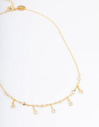 Gold Plated Cubic Zirconia Dainty Chain Drop Necklace - link has visual effect only