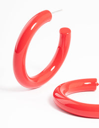 Red Enamel Coated Hoop Earrings - link has visual effect only