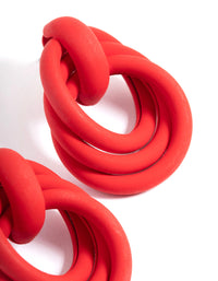 Red Mini Textured Knot Drop Earrings - link has visual effect only