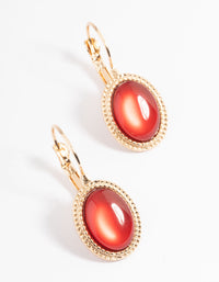 Red Oval Stone Huggie Earrings - link has visual effect only