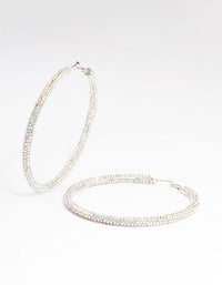 Silver 85mm Diamante Crust Hoop Earrings - link has visual effect only