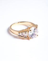 Gold Plated Cubic Zirconia Large Solitare Ring - link has visual effect only