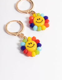 Gold Rainbow Smiley Huggie Earrings - link has visual effect only