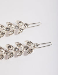 Silver Diamante Leaf Clips Pack - link has visual effect only