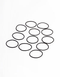 Black Fabric Basic Thin Hair Ties 12-Pack - link has visual effect only