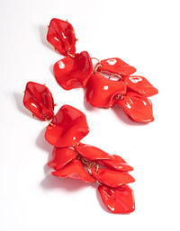 Red Coated Petal Drop Earrings - link has visual effect only