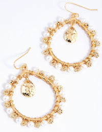 Gold Pearl Mixed Teardrop Earrings - link has visual effect only