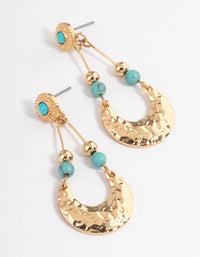 Gold Stone Hammered Teardrop Earrings - link has visual effect only