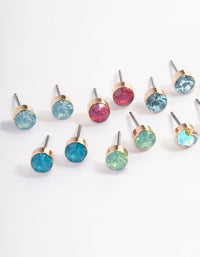 Gold Basic Mixed Stud Earrings 8-Pack - link has visual effect only