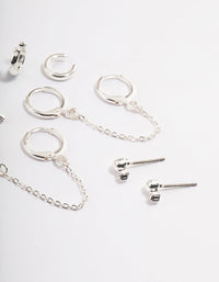 Silver Diamante Huggie Chain Earrings 5-Pack - link has visual effect only