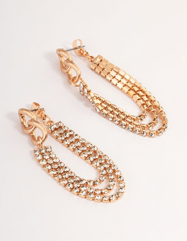 Gold Cupchain Drop Earrings