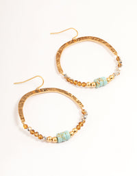 Gold Turquoise Rounded Drop Earrings - link has visual effect only