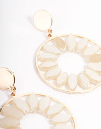 Gold Pointed Bead Flower Earrings - link has visual effect only