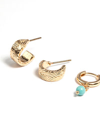 Gold Semi Precious Snake Earrings Set - link has visual effect only