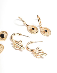 Gold Jet Cactus Earrings Set - link has visual effect only