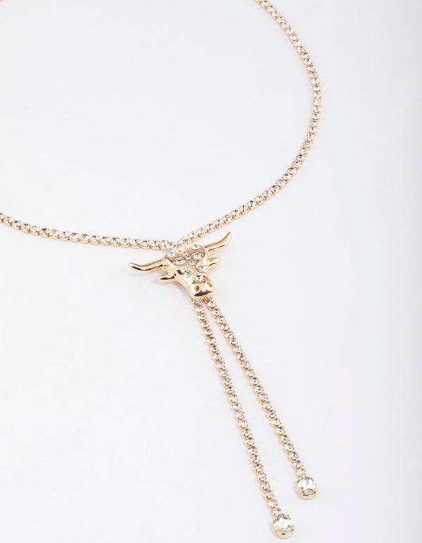 Gold Cow Bolo Necklace