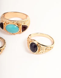 Gold Oval Turquoise Snake Ring Set - link has visual effect only