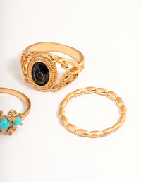 Gold Western Turquoise Ring Set - link has visual effect only