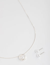 Silver Pearl Open Circle Jewellery Set - link has visual effect only