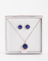 Rhodium Cushion Halo Jewellery Set - link has visual effect only