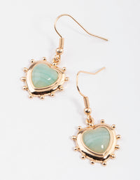 Gold Grunge Heart Stone Drop earrings - link has visual effect only