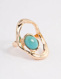 Gold Abstract Turquoise Ring - link has visual effect only