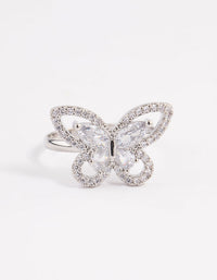 Rhodium Sparkling Butterfly Cocktail Ring - link has visual effect only