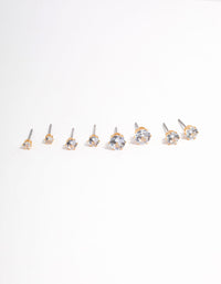 Gold Plated Cubic Zirconia Ascending Earrings 8-Pack - link has visual effect only