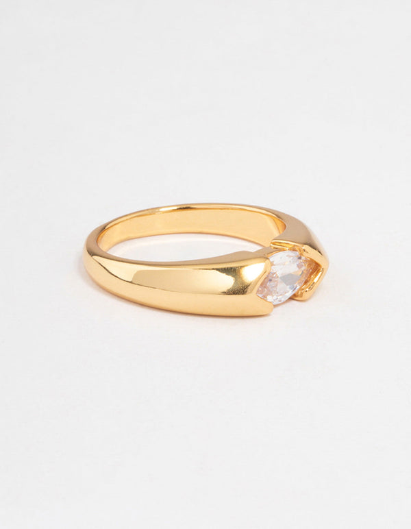 Gold Plated Statement Marquise Ring