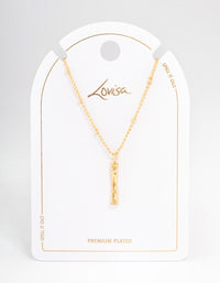 Letter 'I' Gold Plated Bamboo Initial Necklace - link has visual effect only