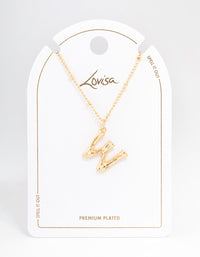 Letter 'W' Gold Plated Bamboo Initial Necklace - link has visual effect only