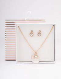 Gold Diamante Pearl Swirl Jewellery Set - link has visual effect only