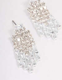 Silver Plated Cubic Zirconia Mesh Statement Drop Earrings - link has visual effect only