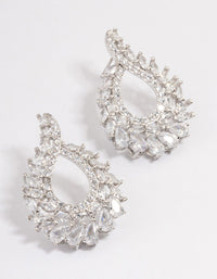 Silver Plated Cubic Zirconia Stone Swirl Earrings - link has visual effect only