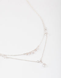 Silver Plated Dainty Cubic Zirconia Double Layer Necklace - link has visual effect only