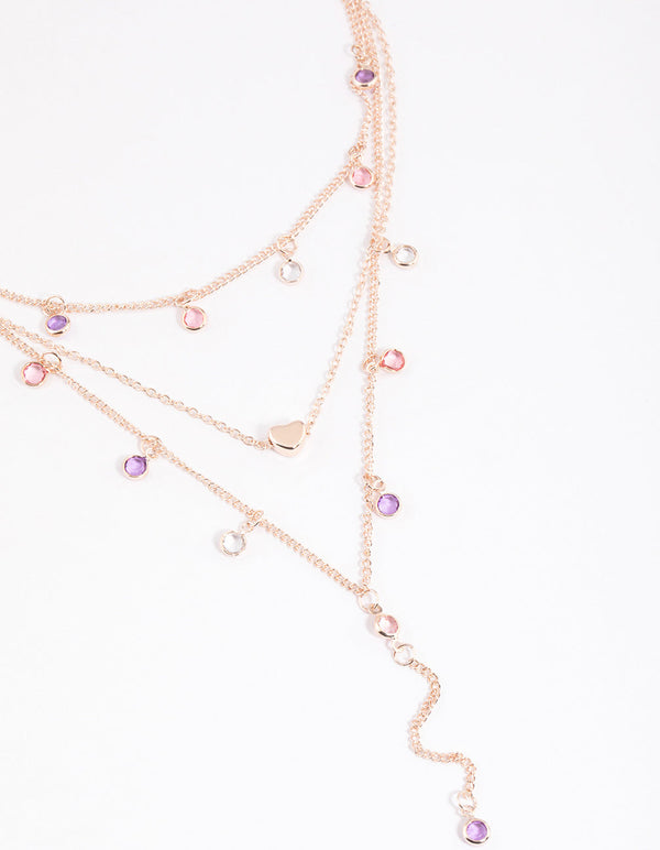 Lovisa CUBIC ZIRCONIA LARIAT - Necklace - rose gold coloured/rose  gold-coloured - Zalando.de