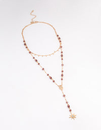 Gold Beaded Double Row Evil & Star Necklace - link has visual effect only