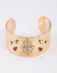 Gold Mixed Stone Cuff Bangle - link has visual effect only